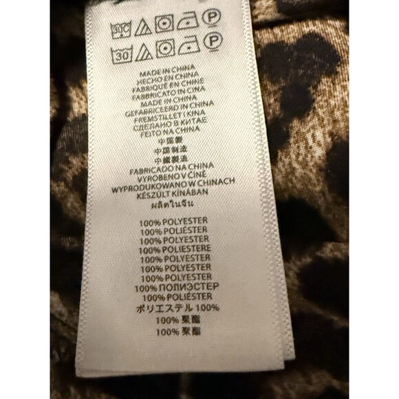 Michael Kors Womens Top Full Zip Roll Tab Sleeve Leopard Animal Print Sz XS - Picture 9 of 13